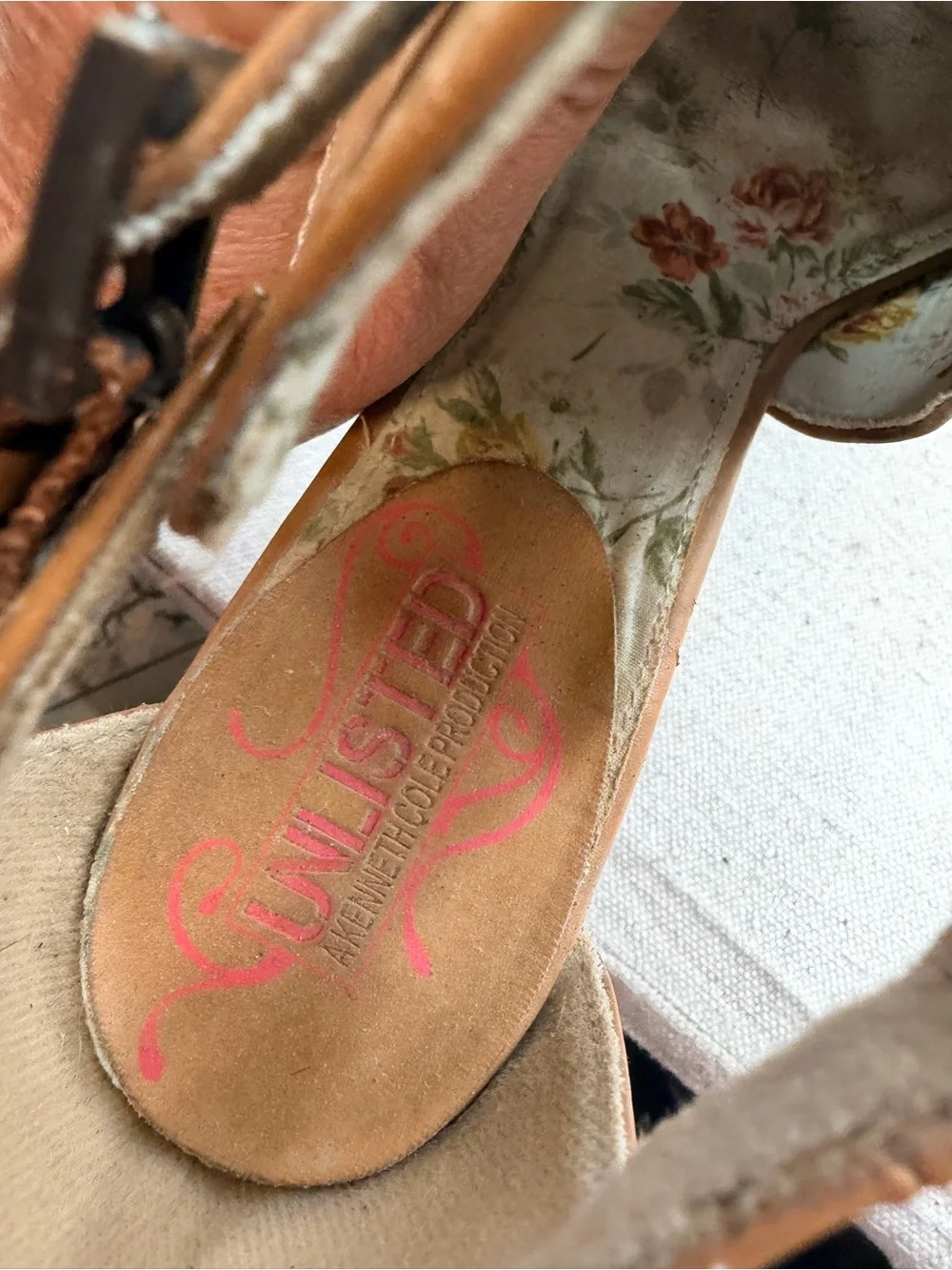 Unlisted Wedge Peep-Toe Ankle Strap Sandal in Tan